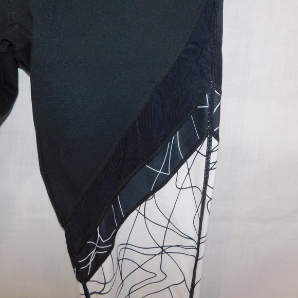 Fabletics Womens L Black White Brogan Mesh Full Length Leggings Workout Athletic - Picture 6 of 12